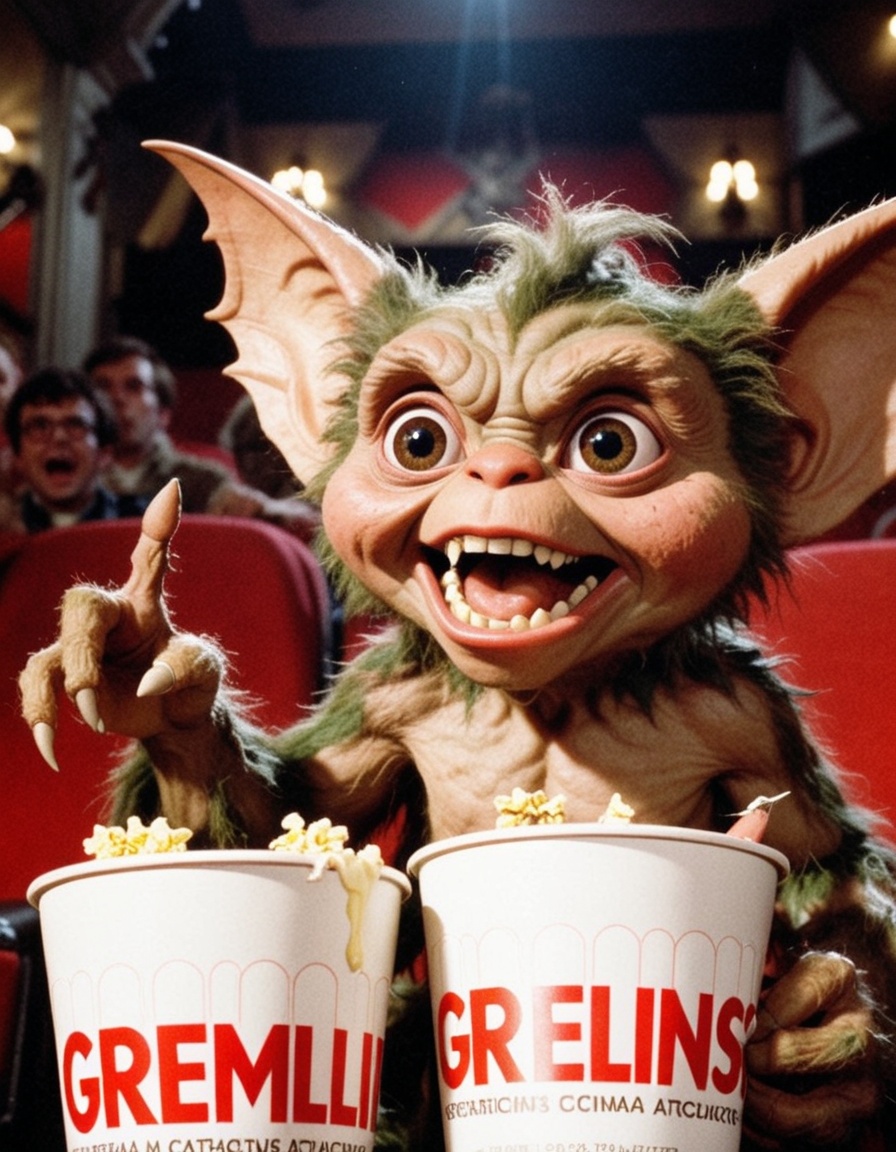 gremlins attacking a cinema on Tensor.Art