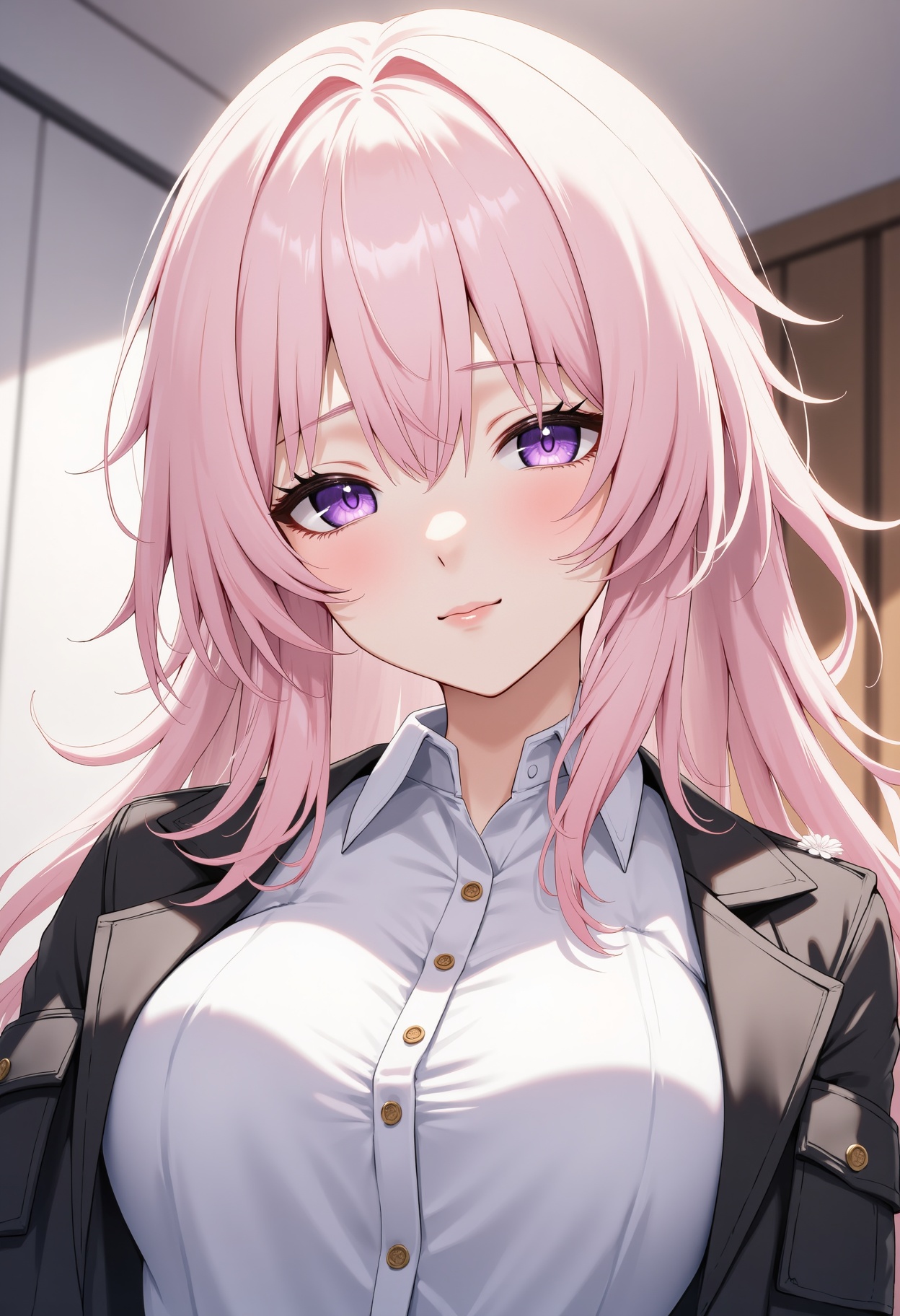 anime,  a girl with long light pink,  messy hair on Tensor.Art