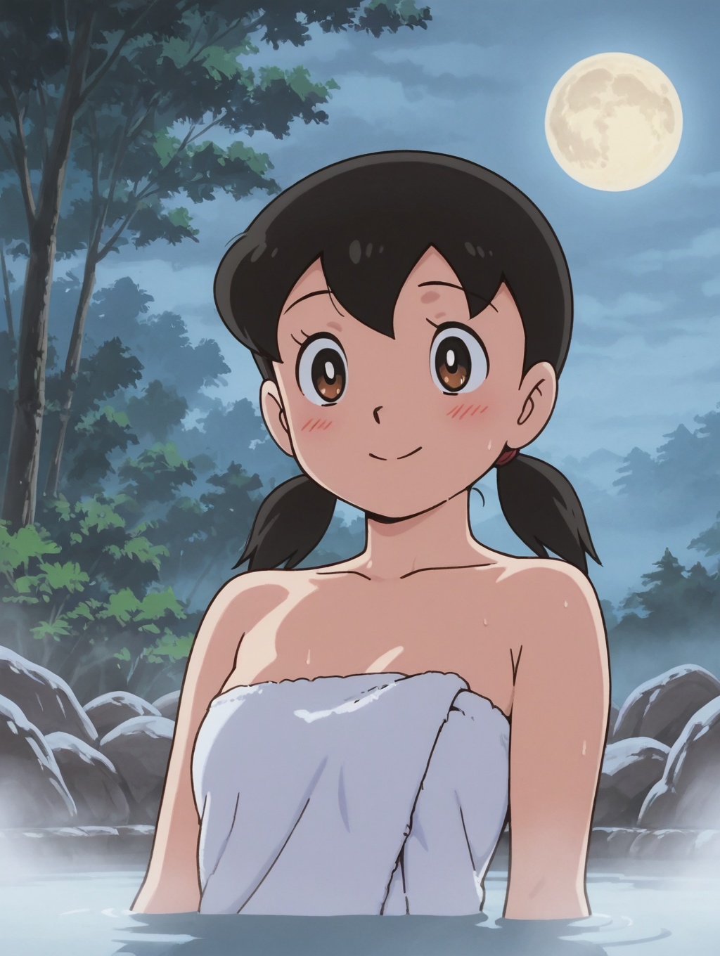 anime coloring,  minamoto shizuka,  low twintails on Tensor.Art