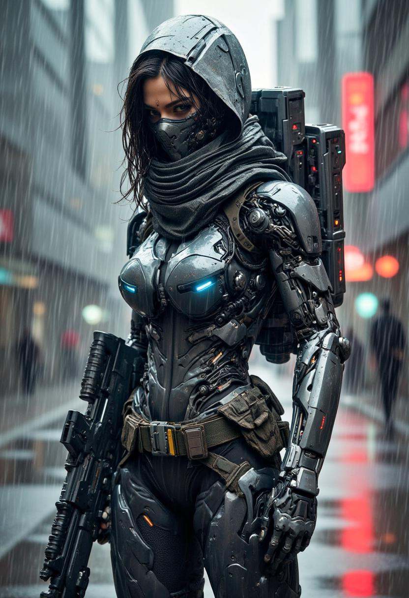 Recypu style,  Cyberpunk highly detailed,  high-resolution photograph.This image is a highly detailed photo featuring a fu...