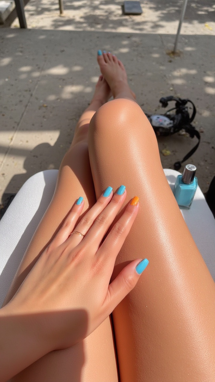 1girl,  painting nails,  colorful polish on Tensor.Art