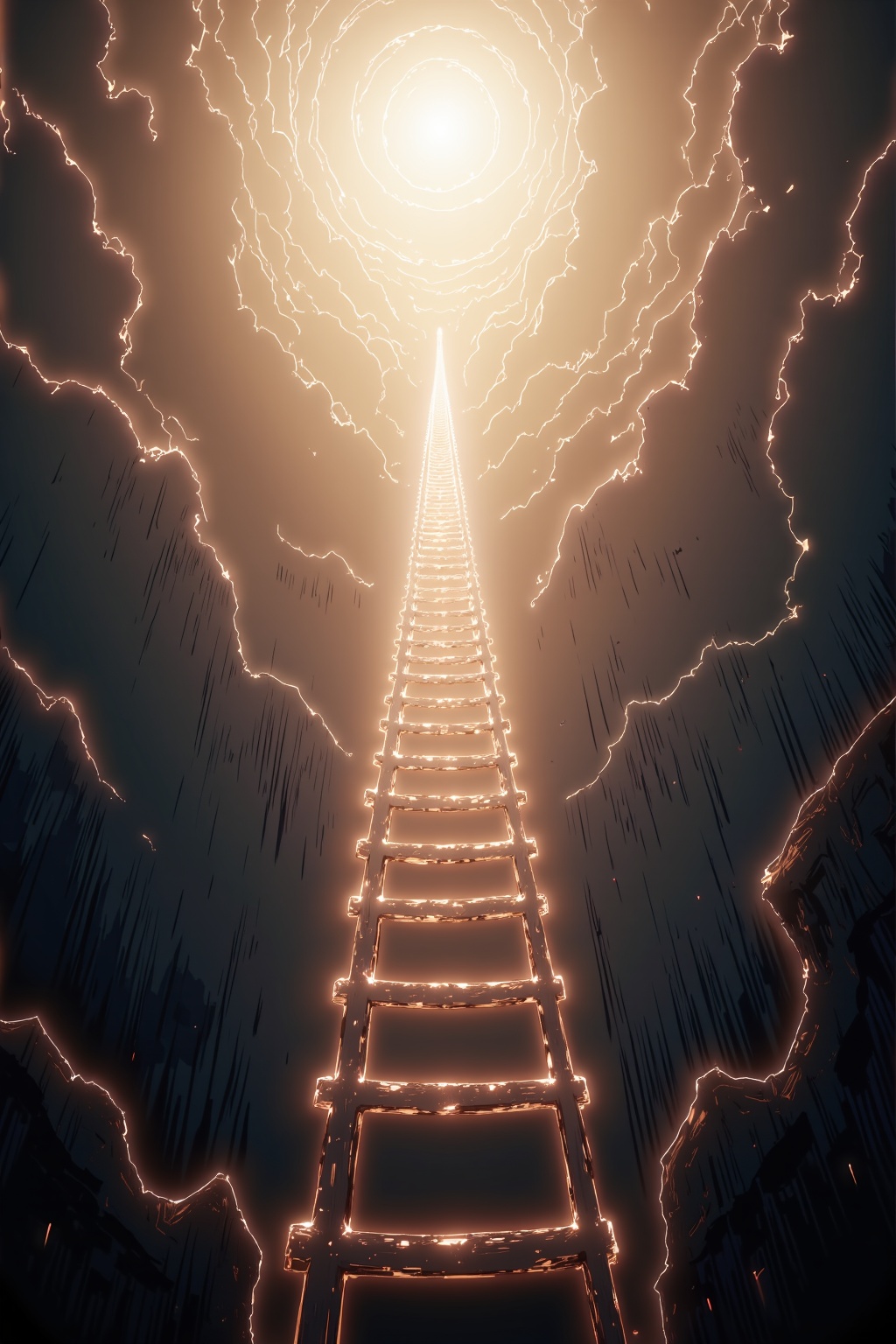 A ladder to heaven, super gorgeous scenes, extreme light and shadow