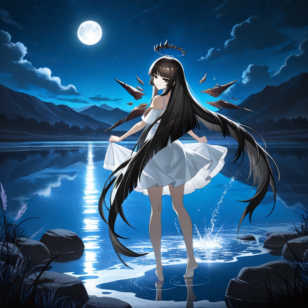 1girl,  virtuosa \(arknights\),  black hair on Tensor.Art
