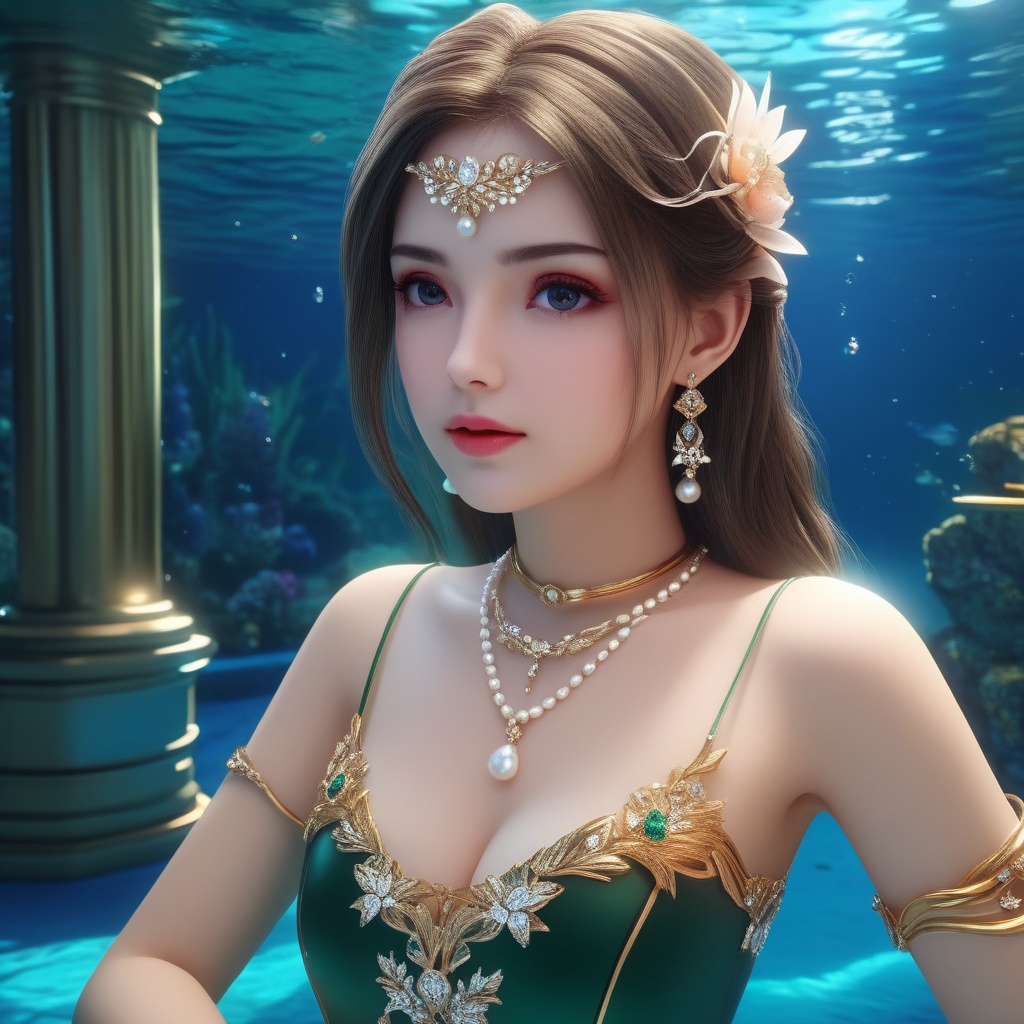 <lora:837-DA-XL-斗罗大陆-千仞雪-幼年:0.8>, (,1girl, ,best quality, ),,masterpiece, ((((, solo,  , ,solo focus, ,underwater, )))) ,ultra realistic 8k cg,   clean, masterpiece,     cinematic lighting, cinematic bloom,  (( , )),, , unreal, science fiction, luxury, jewelry, diamond, gold, pearl, gem, sapphire, ruby, emerald, intricate detail, delicate pattern, charming, alluring, seductive, erotic，(sit), , enchanting, hair ornament, necklace, earrings, bracelet, armlet,,(cleavage),,