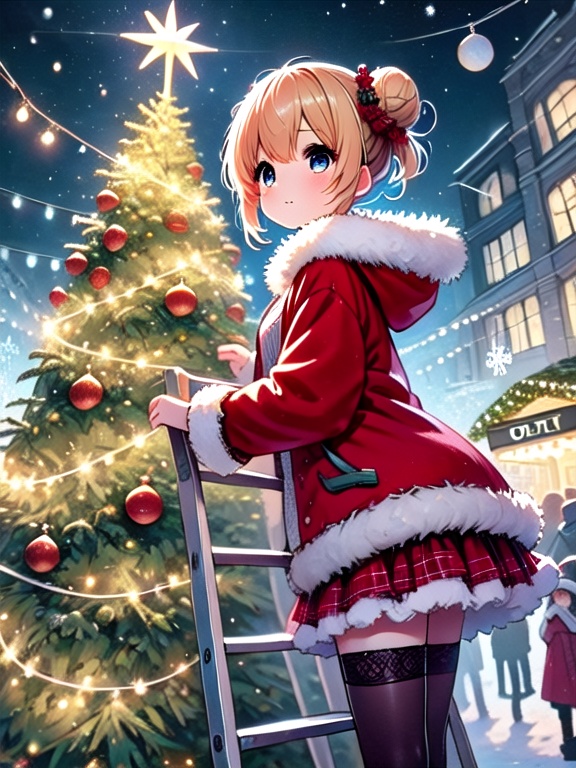 ((christmas tree with festive lights)),  ((cowboy shot)),  ((1girl)) on Tensor.Art