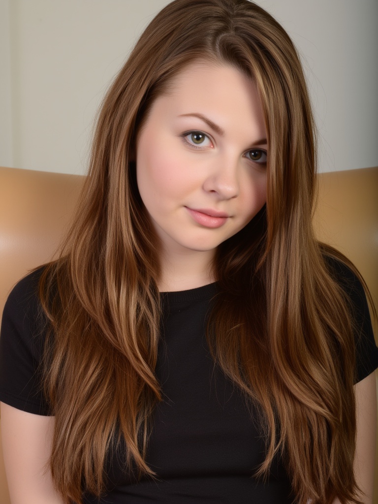 analog film photo The image is a high-resolution photograph of a young woman with a fair complexion and long,  straight,...
