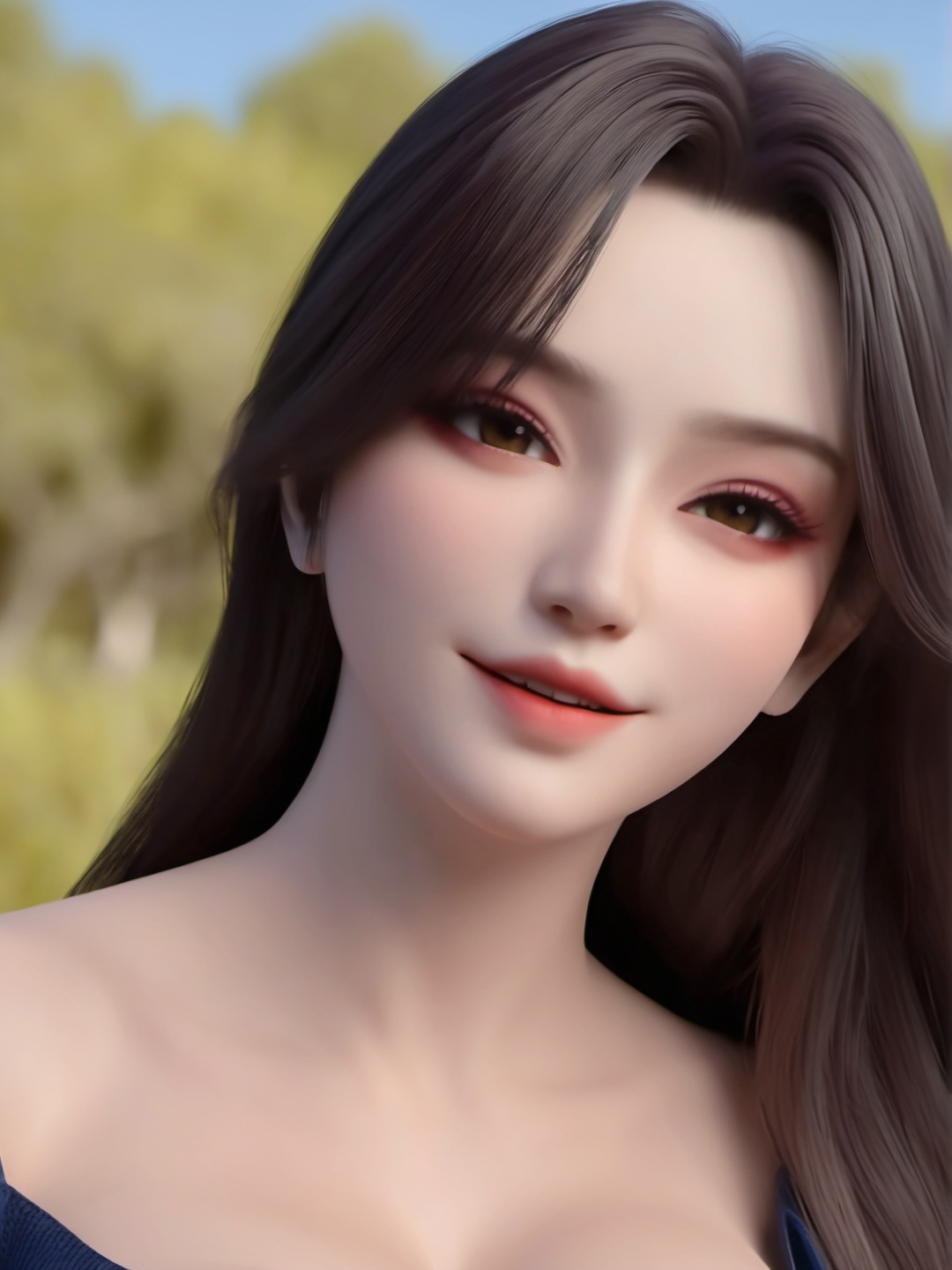 1girl,solo,long hair,closed mouth,light smile,makeup,eyeshadow,((gigantic breasts:1.5)),looking at viewer,Cover Photo for Vogue,Dior Spring/Summer 2024 Collection,medium close-up shot of an attractive young beauty wearing on-trend cosmos-themed Dior fashion glass with Dior on-trend orange reflective fashion outfit posing for a picture with lazy facial expressions,3 PM,warm sunshine,afternoon breeze,tropical trees in the background,blue sky,upper body,depth of field,Highly detailed,(ultra-detailed),(best quality:1.5,masterpiece:1.5),<lora:caoying (12):0.7>,