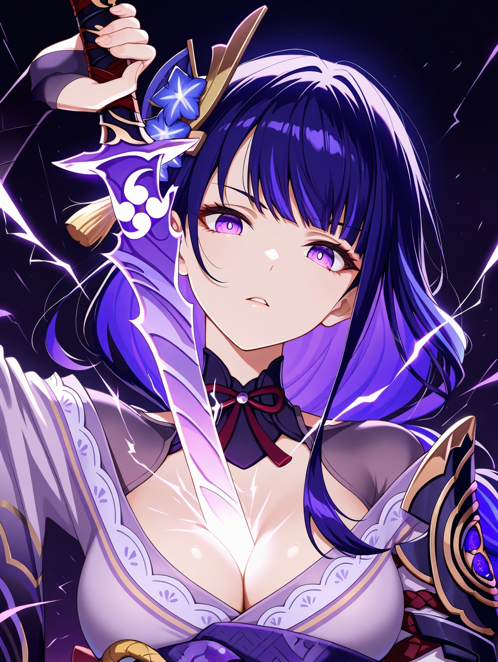 1girl,  raiden shogun,  holding sword on Tensor.Art