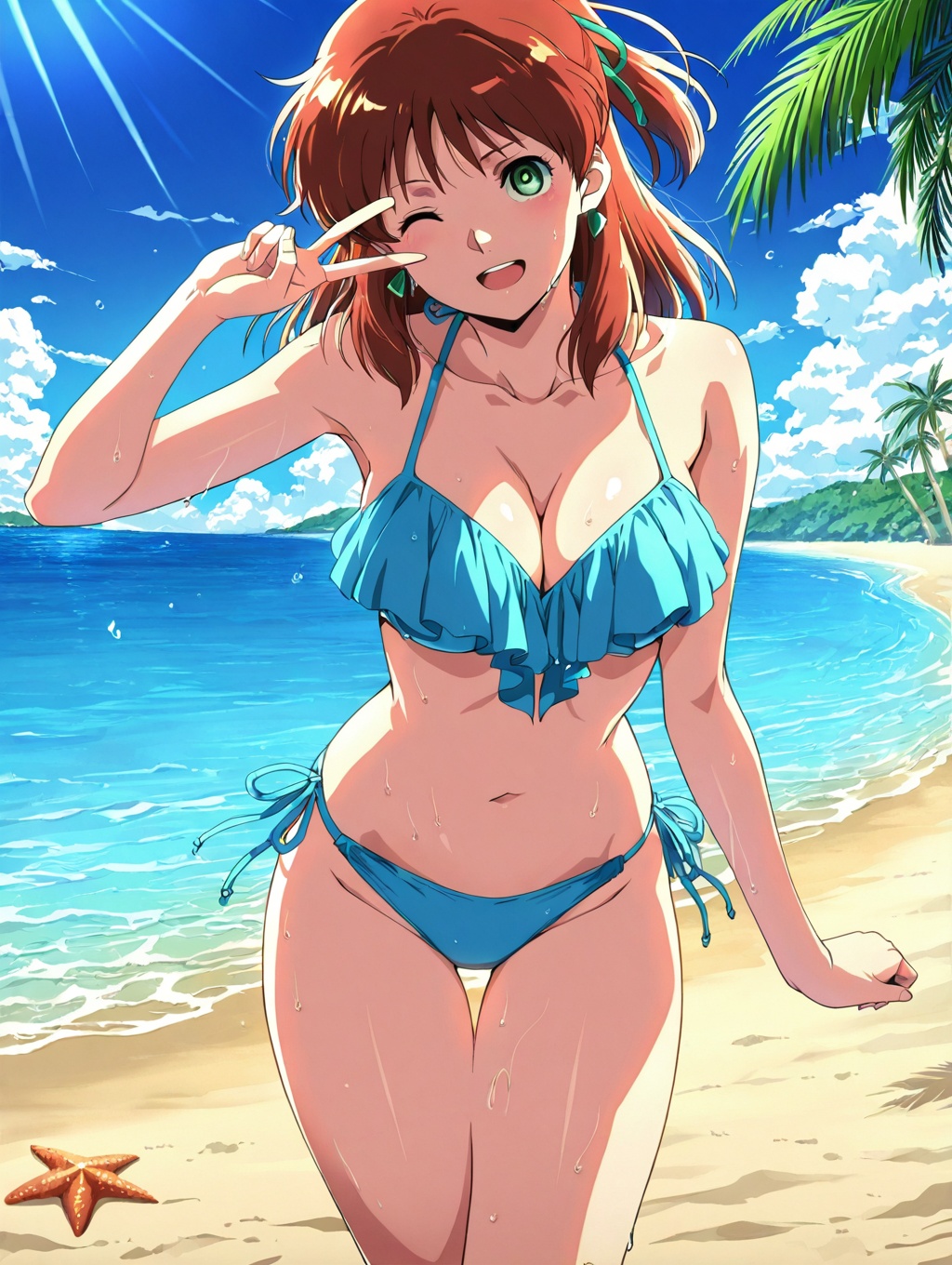 gundam unicorn artstyle,  anice farm,  swimsuit on Tensor.Art