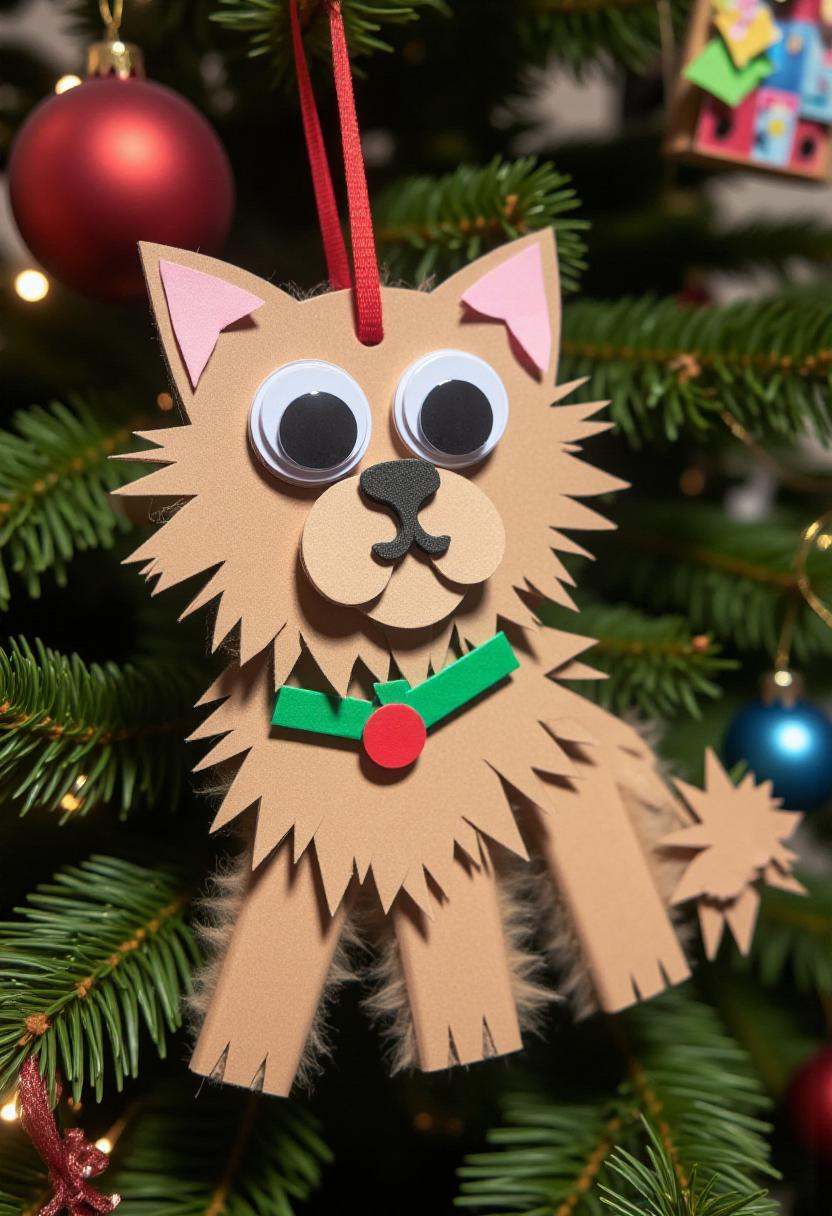 Photograph of a festive,  whimsical,  handmade Christmas decoration in the form of liathedog on Tensor.Art