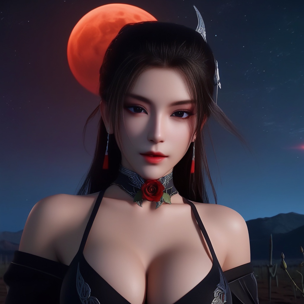 <lora:832-DA-XL-少年白马醉春风-晏琉璃-白衣:0.8>, (,1girl, ,best quality, ),,  ,,ultra realistic 8k cg,, ,masterpiece, (( , )),, ,science fiction,mole, ,    ,red moon, black rose,     (cleavage),,  (),
