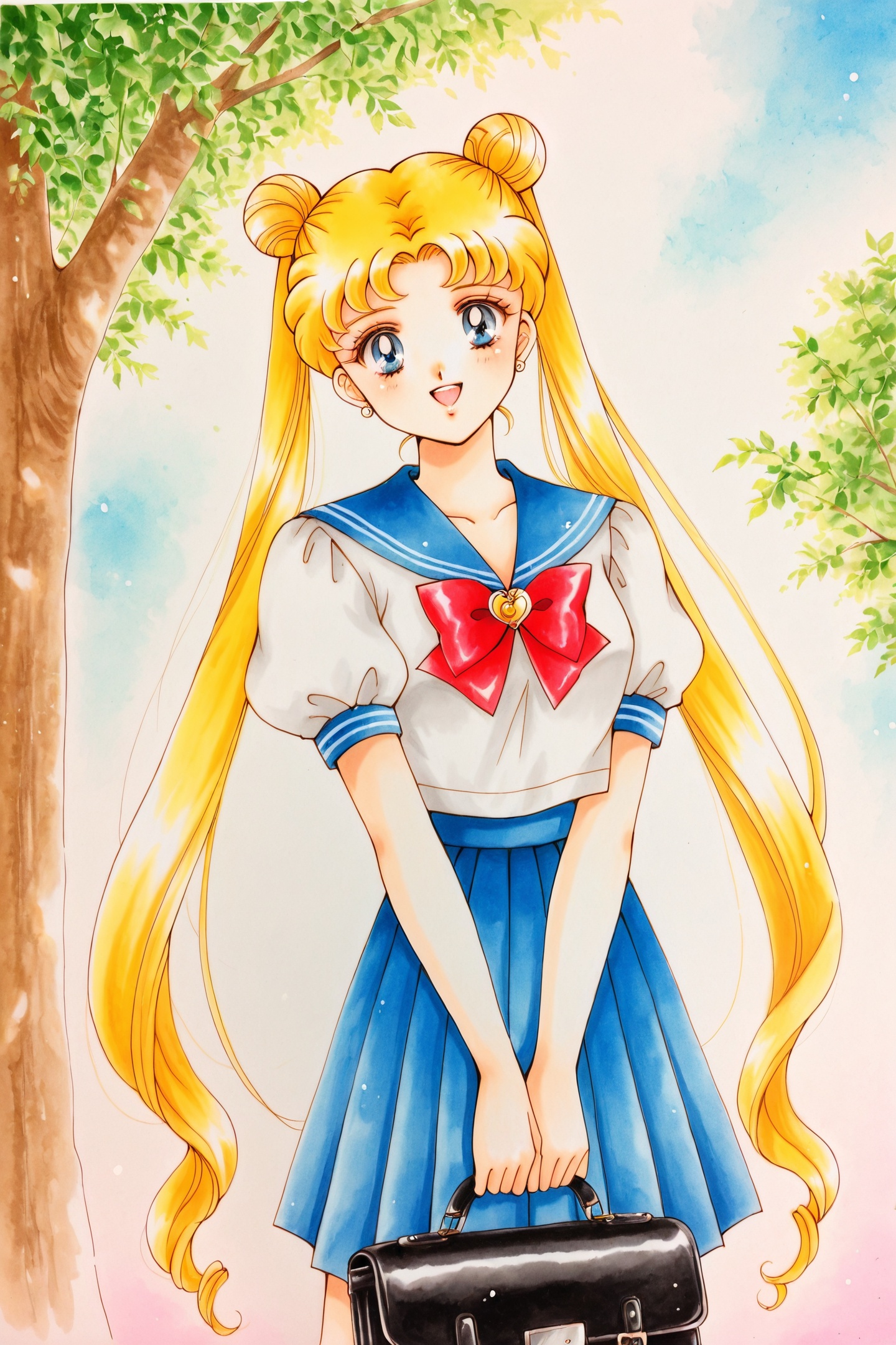 usana_moon Style,  watercolor \(medium\),  tsukino usagi on Tensor.Art