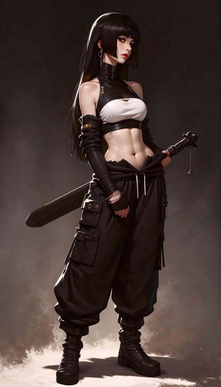 A young samourai woman. Realistic anime style. on Tensor.Art