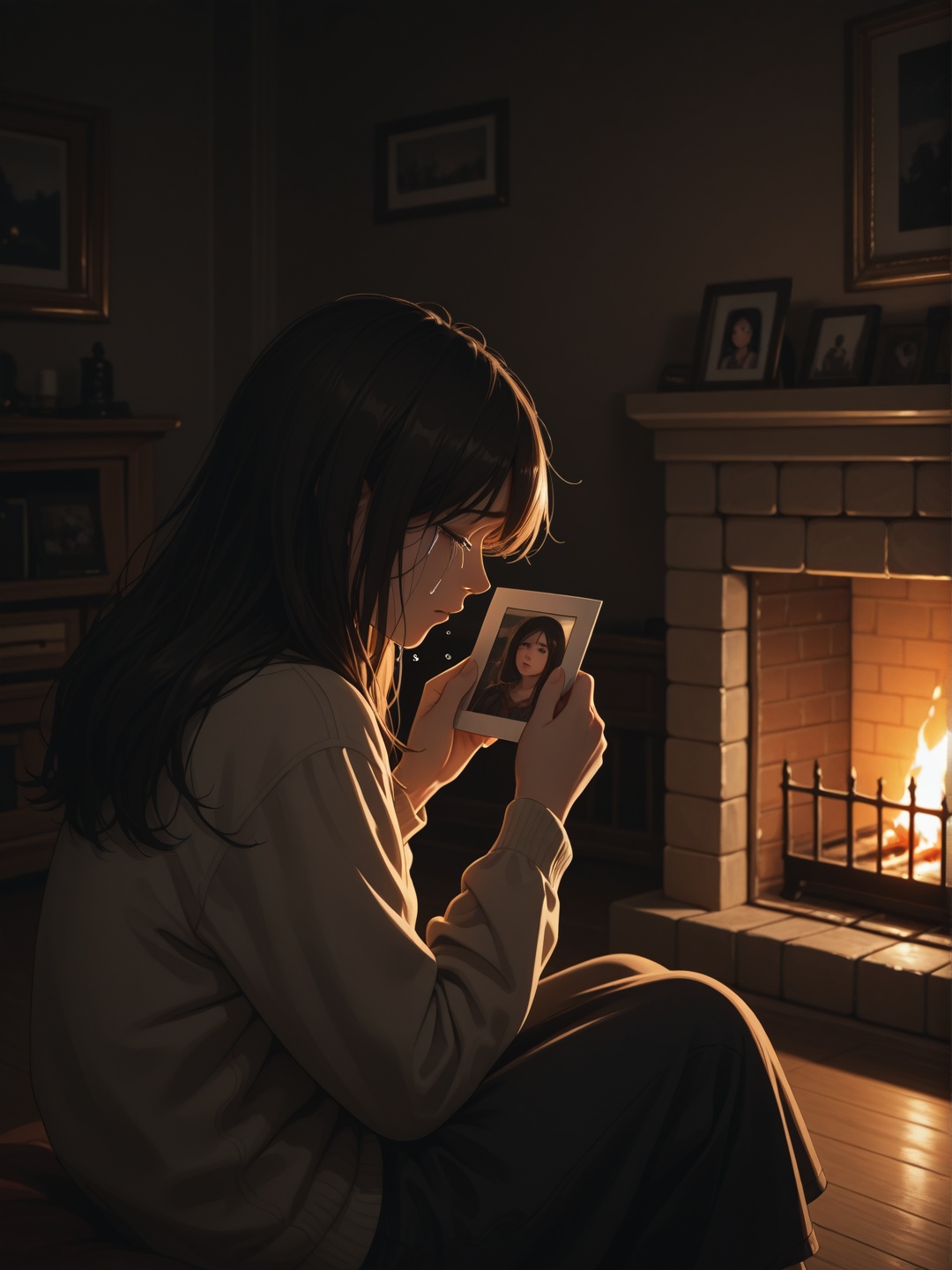 1girl,  holding photo,  single_tear on Tensor.Art