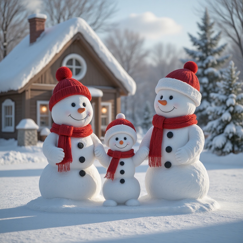 XUEDIAO,  XUEDIAO,  A set of snowman family sculptures on Tensor.Art