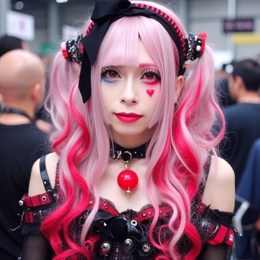 petite build and light skin tone. She has long,  specifically a character from a Japanese anime or manga. The individual h...