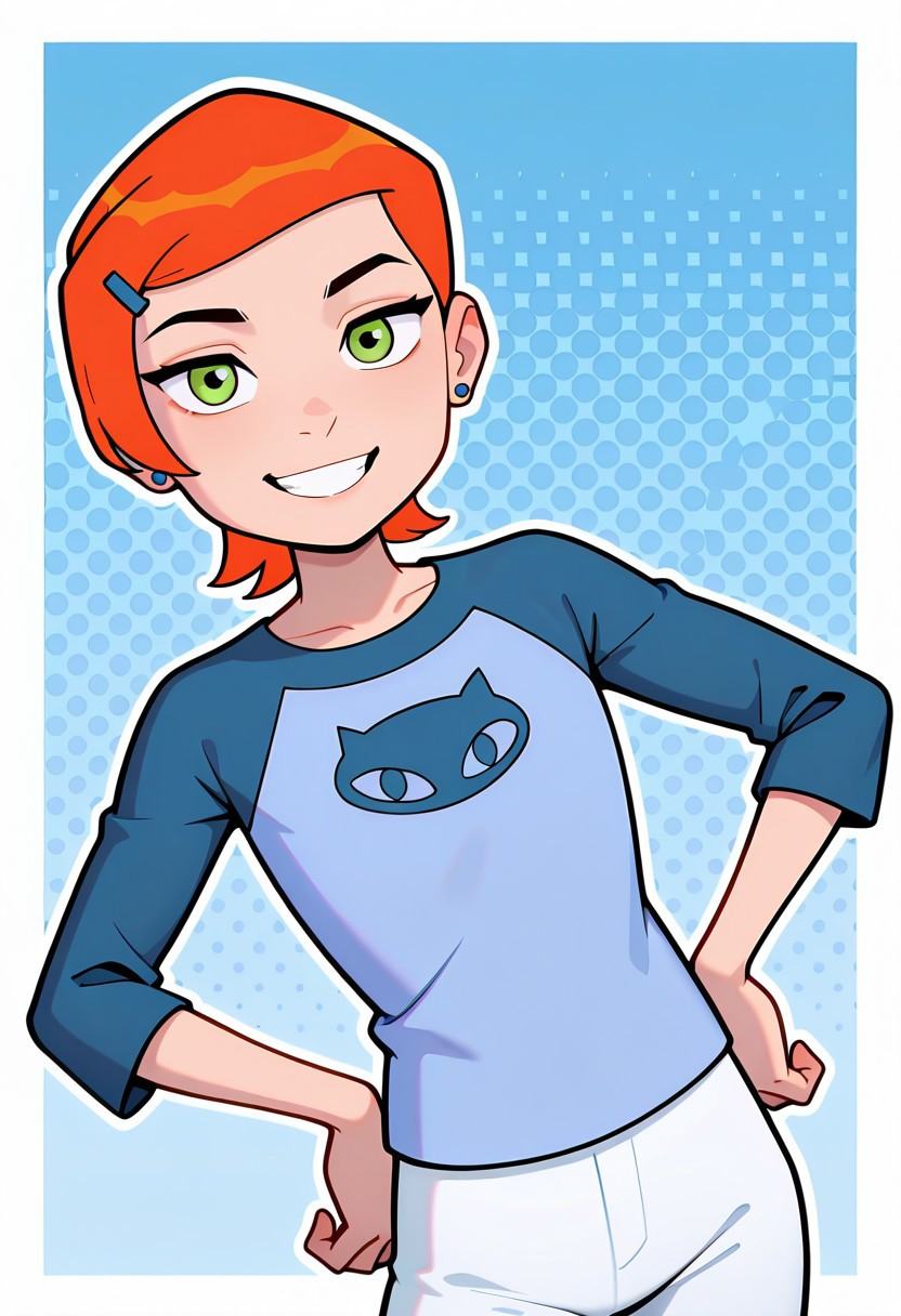 gwenos,  short hair,  hairclip on Tensor.Art