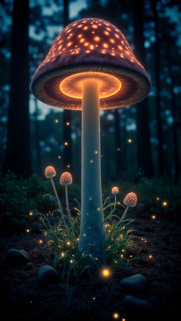 foto of a magic forrest with a HUGE mushroom ,  aidmaglow on Tensor.Art