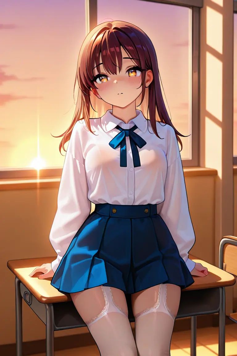 1girl,  suspender_thighhighs ,  lace-trimmed thighhighs on Tensor.Art