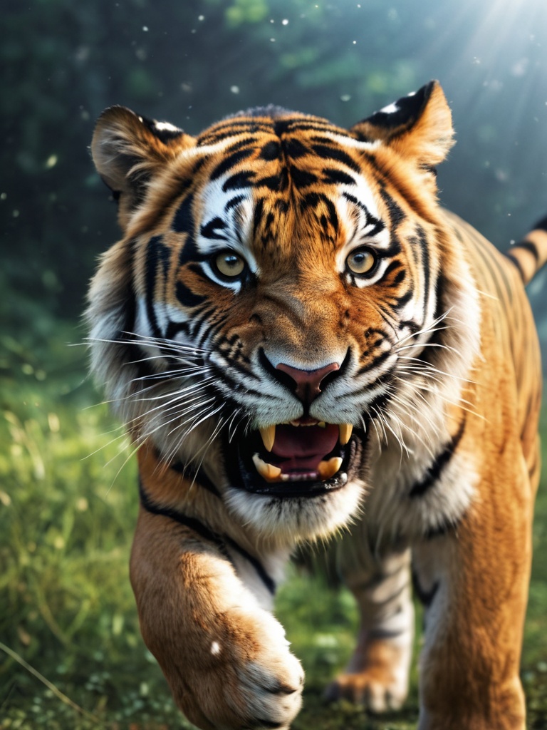 A high resolution photo of a realistic (48. An unusual hybrid animal (like a lion-tiger mix) pulling funny faces while pos...