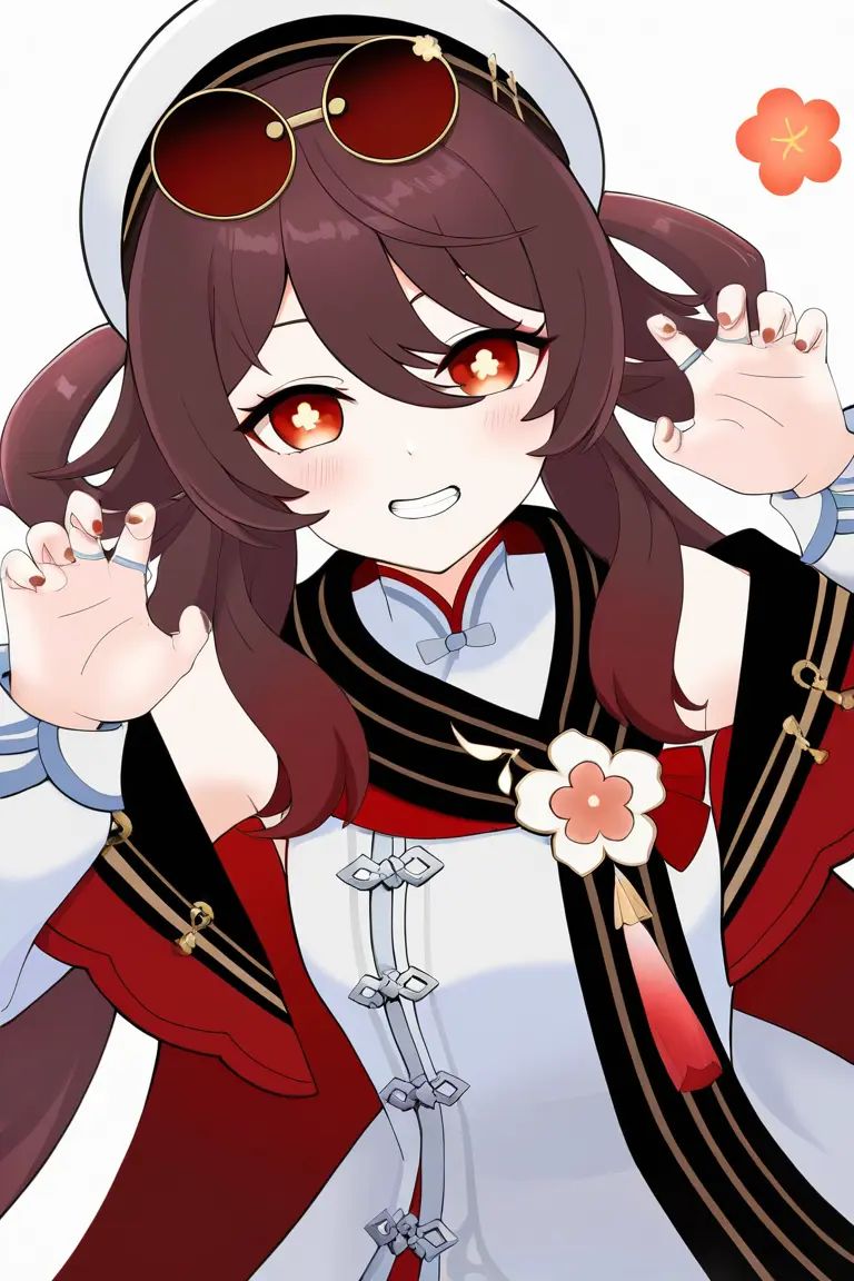 hu tao \(cherries snow-laden\) \(genshin impact\),  1girl,  smile on Tensor.Art