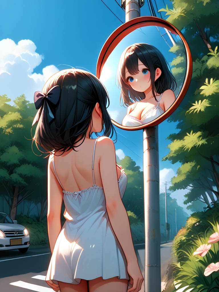 score_9,  source_anime,  convex mirror on utility pole on Tensor.Art