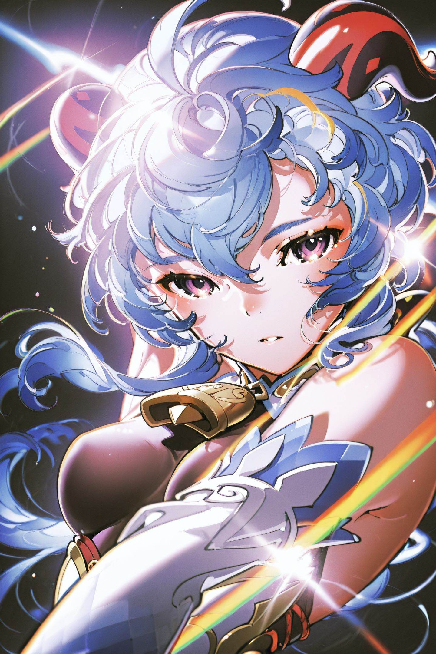 Yoneyama Mai Style,  dark background,  multicolored hair on Tensor.Art