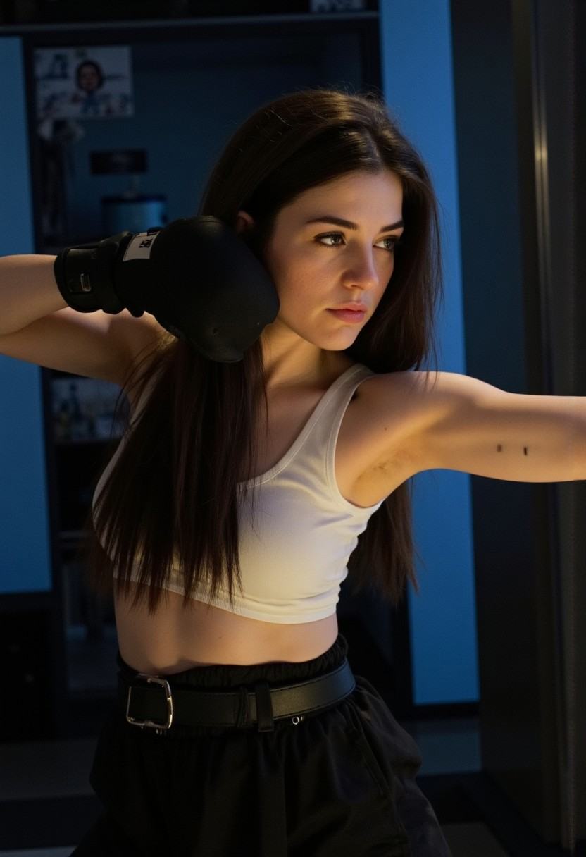 The a martial arts pose,  full body,  likely practicing a kick on Tensor.Art