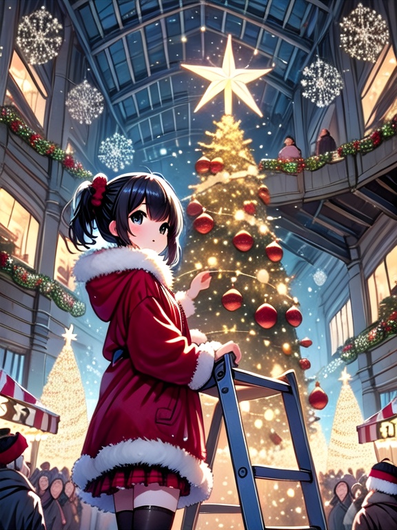((christmas tree with festive lights)),  ((1girl)),  ((cowboy shot)) on Tensor.Art