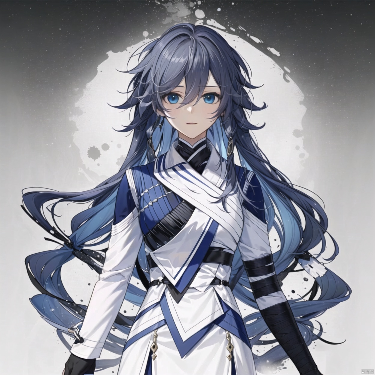 hair between eyes, fu hua, long hair, bangs, fu_hua