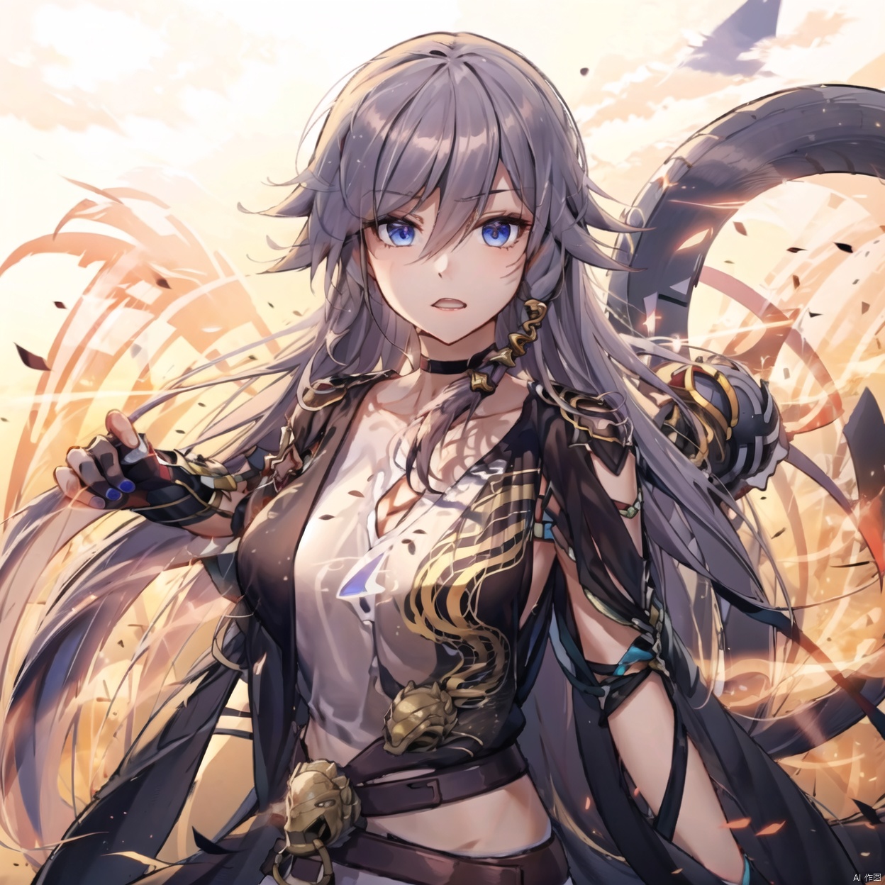 hair between eyes, fu hua, long hair, bangs, fu_hua