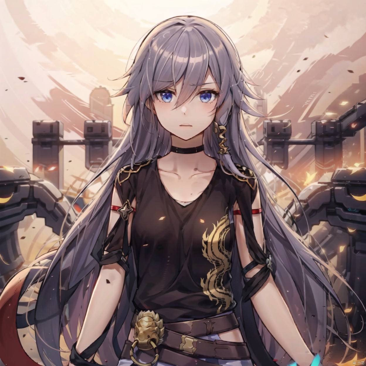 hair between eyes, fu hua, long hair, bangs, fu_hua