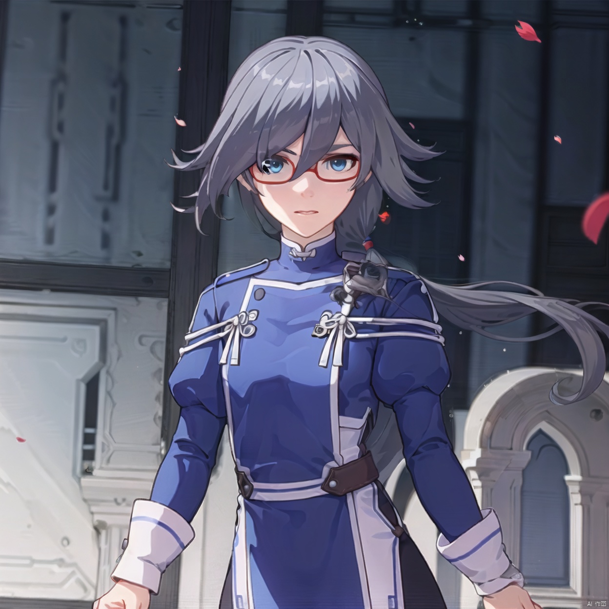 hair between eyes, fu hua, long hair, bangs, fu_hua