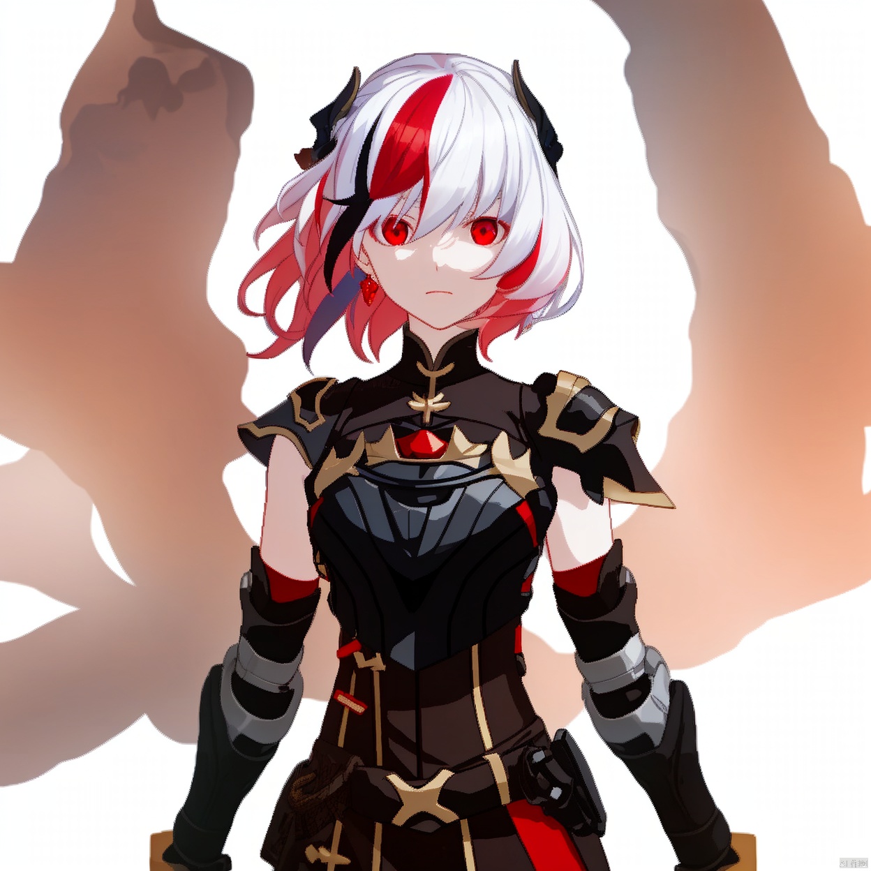 (white background:1.2),looking at viewer,(SOLO:1.4),outline,simple background,upper body, cowboy shot,looking at viewer,,outline,
(((arms at side))),pink hair,white hair,shoulder armor,hair ornament,streaked hair,red hair,multicolored hair,red eyes,fu_hua,hair_between_eyes, fu_hua,multicolored_hair,white_hair,red_eyes,pink_hair
