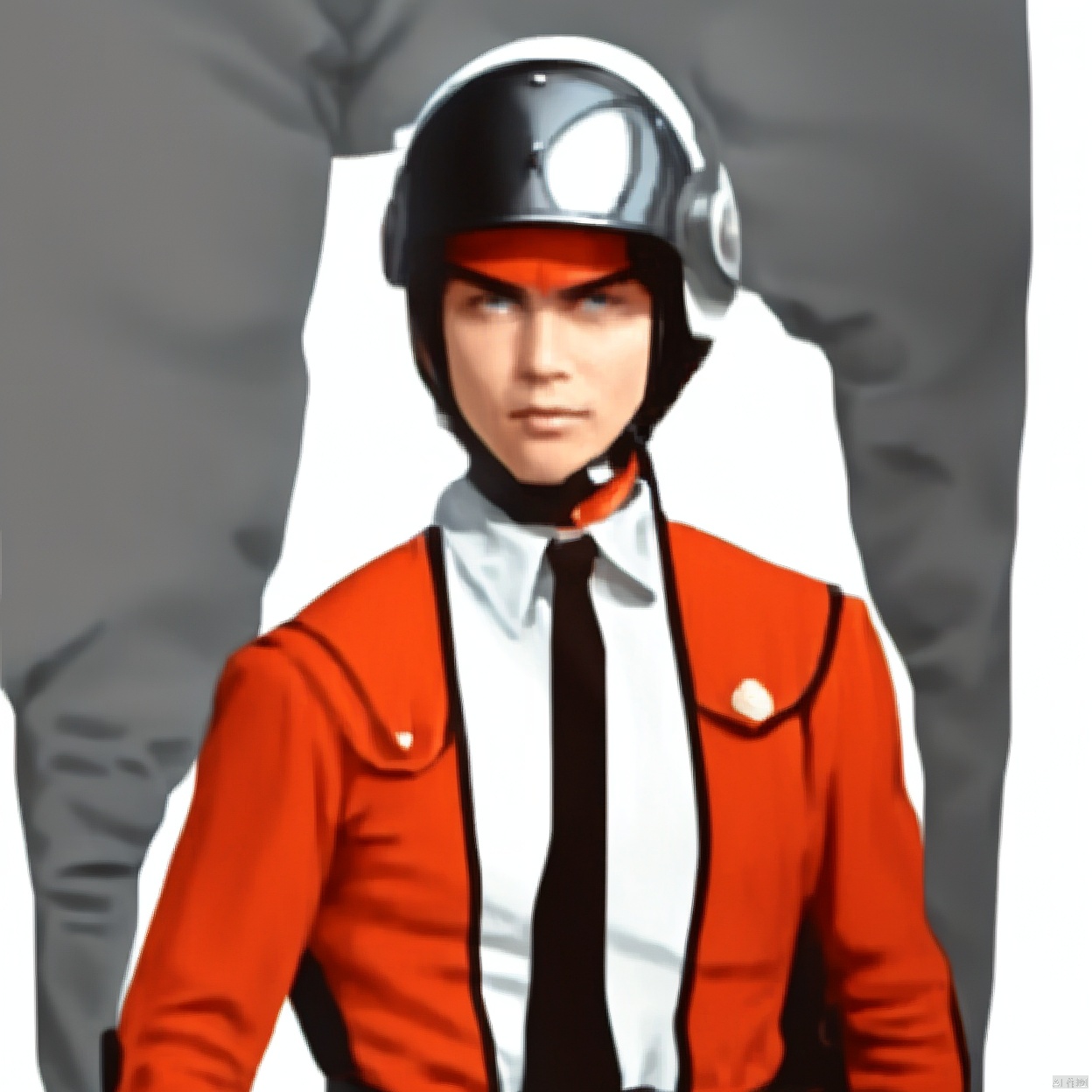 (white background:1.2),looking at viewer,(SOLO:1.4),outline,simple background,upper body, cowboy shot,looking at viewer,,outline,
(((arms at side))), 
collar, choker,belt,boots,emblem,military uniform,logo,pants,armor,uniform,bodysuit,choker,belt pouch, jacket, collar, helmet, gloves, fingerless gloves, belt, logo,, belt, 
