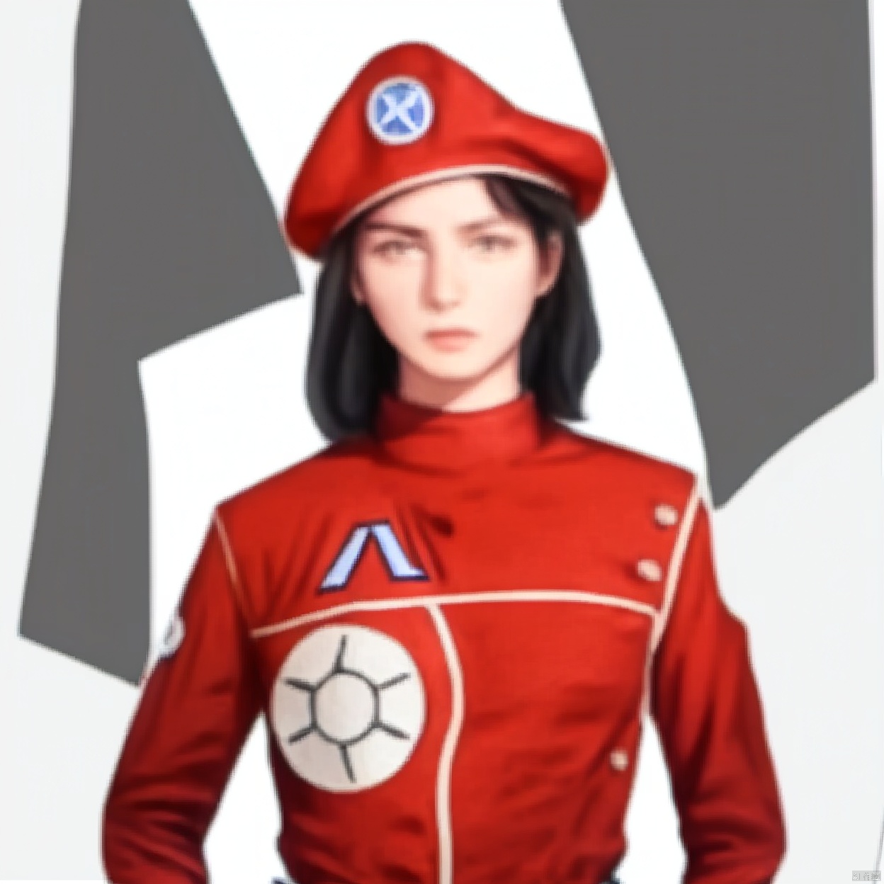 (white background:1.2),looking at viewer,(SOLO:1.4),outline,simple background,upper body, cowboy shot,looking at viewer,,outline,
(((arms at side))), 
collar, choker,belt,boots,emblem,military uniform,logo,pants,armor,uniform,bodysuit,choker,belt pouch, jacket, collar, helmet, gloves, fingerless gloves, belt, logo,, belt, 
