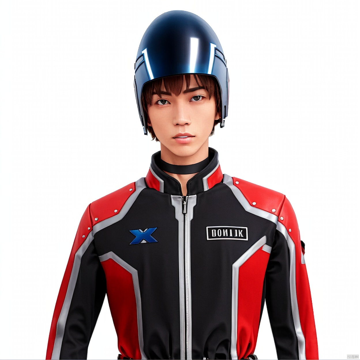 (white background:1.2),looking at viewer,(SOLO:1.4),outline,simple background,upper body, cowboy shot,looking at viewer,,outline,
(((arms at side))), 
collar, choker,belt,boots,emblem,military uniform,logo,pants,armor,uniform,bodysuit,choker,belt pouch, jacket, collar, helmet, gloves, fingerless gloves, belt, logo,1boy, belt, 
