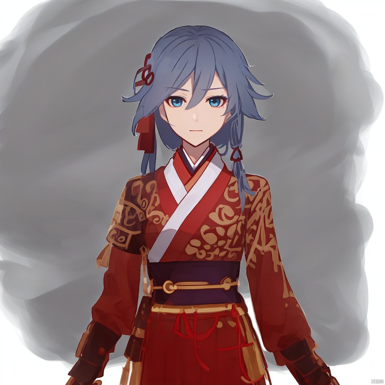 (white background:1.2),looking at viewer,(SOLO:1.4),outline,simple background,upper body, cowboy shot,looking at viewer,,outline,
(((arms at side))), hair ornament,blue eyes,hair ribbon,belt,bracelet,wide sleeves,armor,hair between eyes,fu hua,red kimono,red hair,very long hair,streaked hair,multicolored hair,hanfu,braid,pink hair,hakama skirt