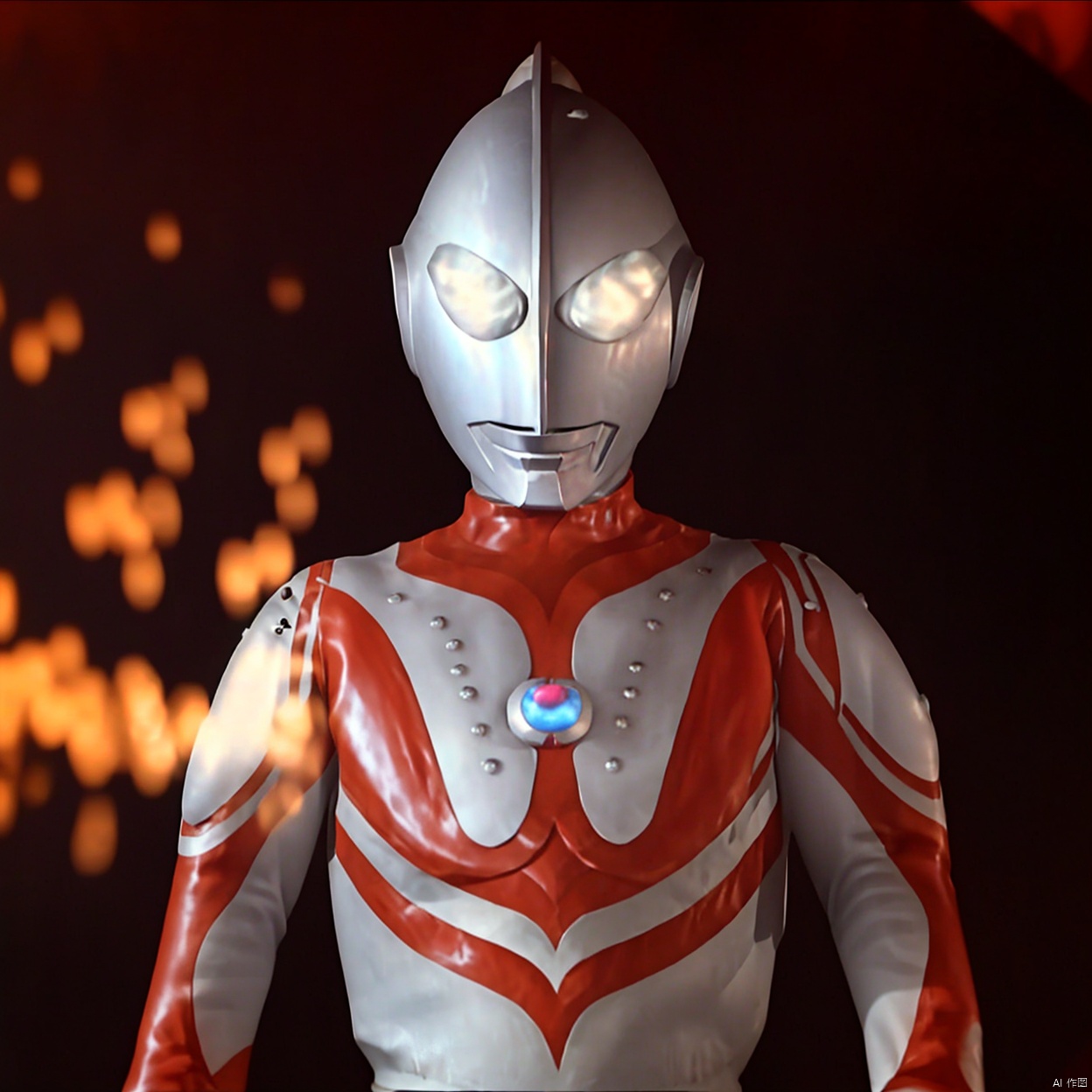 
white bodysuit,white gloves,legwear,gloves,boots,logo,cover,mask,plugsuit,gem,bodysuit,red pattern on body,white tight-fitting,white footwear,helmet,leather suit,ultraman,latex,