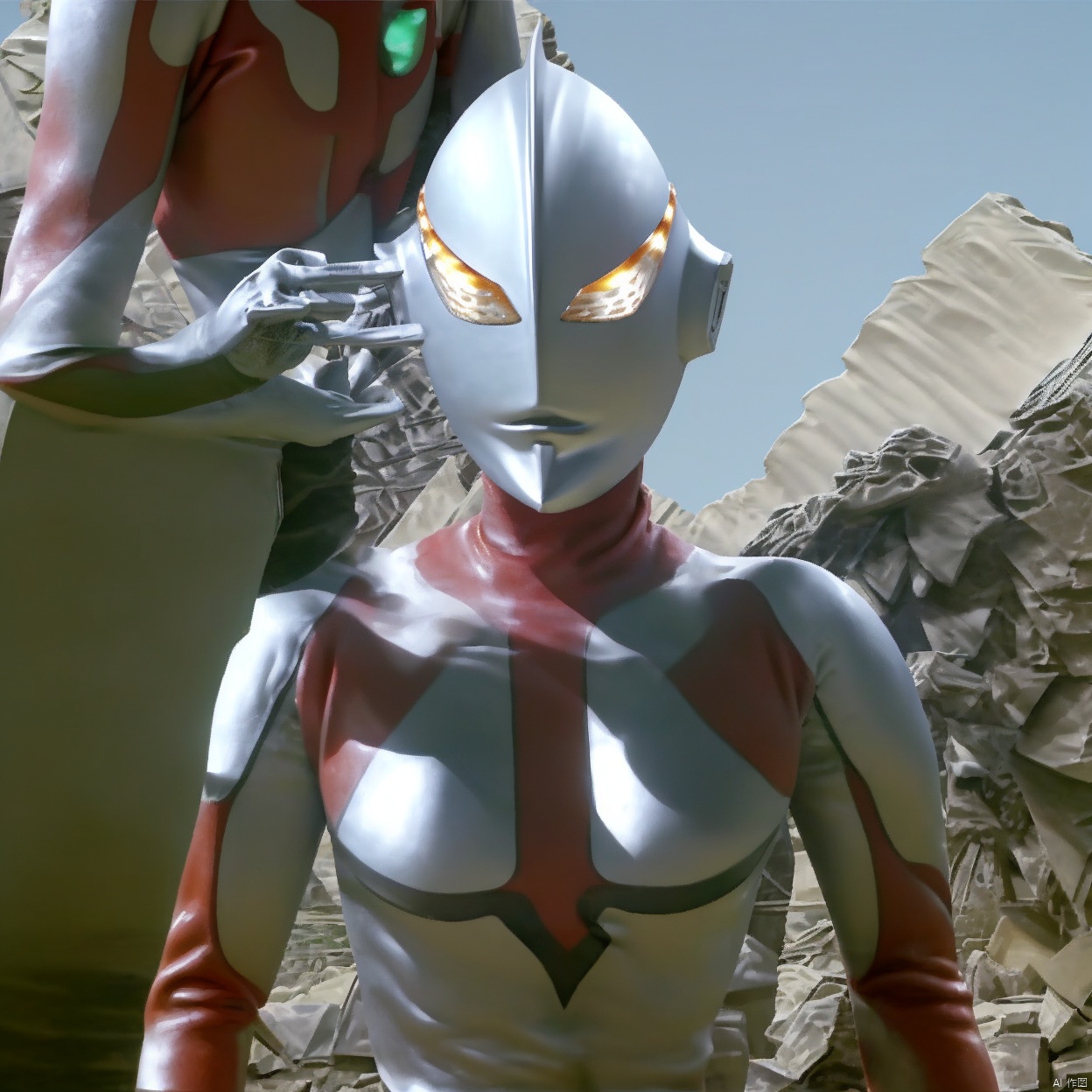white bodysuit,white gloves,legwear,gloves,boots,logo,cover,mask,plugsuit,gem,bodysuit,GREEN pattern on body,white tight-fitting,white footwear,helmet,leather suit,armor,latex