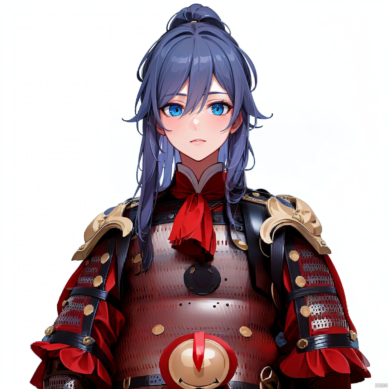 (white background:1.2),looking at viewer,(SOLO:1.4),outline,simple background,upper body, cowboy shot,looking at viewer,,outline,
(((arms at side))), 
blue eyes,hair between eyes,armor,shoulder armor,fu hua,gloves,grey hair,braid,messy hair,sheathed,sword,ponytail,jewelry,pauldrons,full armor,gauntlets,breastplate,