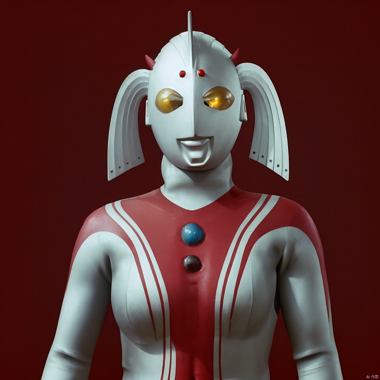  red pattern on waist,red pattern on arms,red pattern on legs,white bodysuit,white gloves,legwear,gloves,boots,logo,cover,mask,plugsuit,gem,bodysuit,red pattern on body,white tight,fitting,white footwear,helmet,leather suit,ultraman,latex