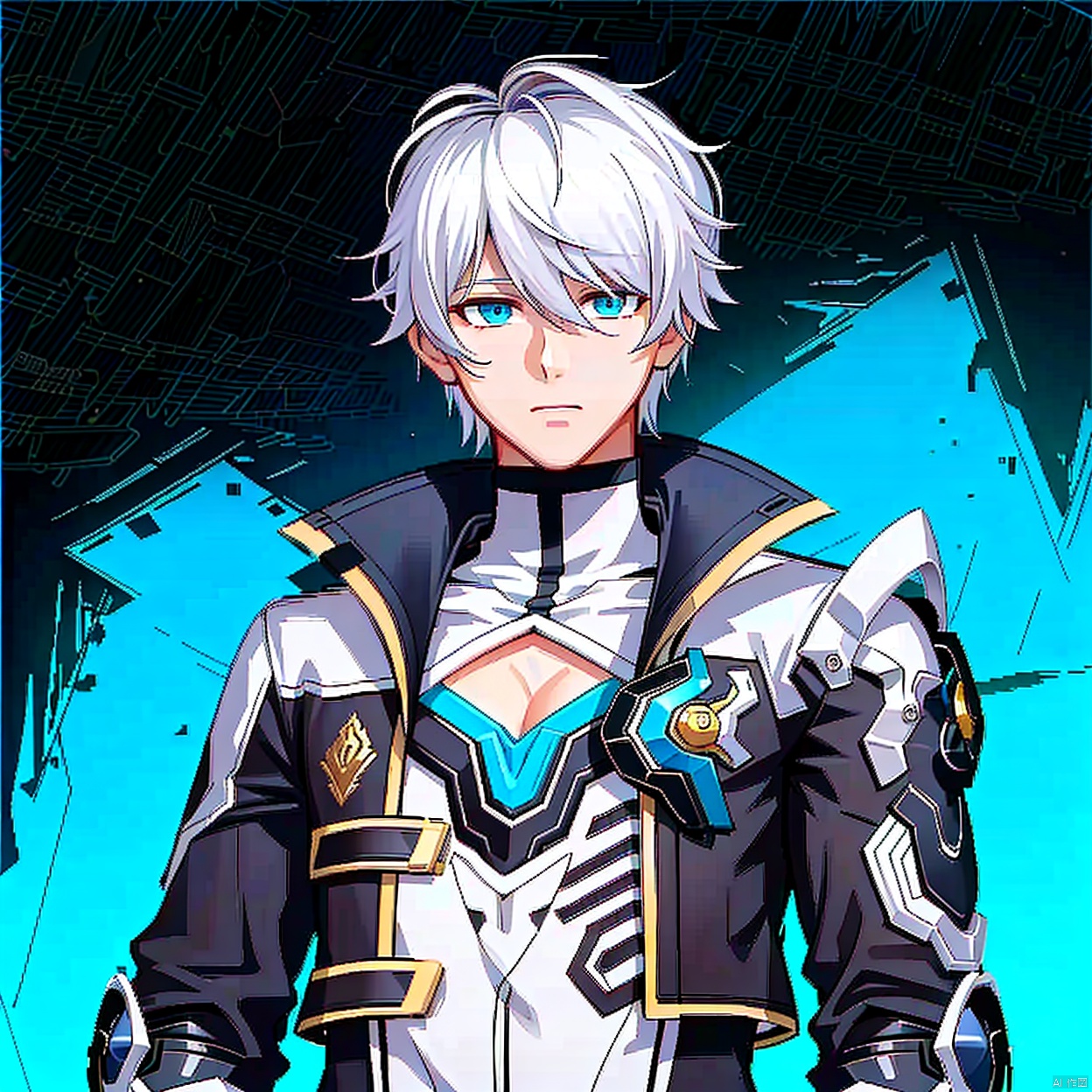  (masterpiece:1.3),(the best quality:1.2),(super fine illustrations:1.2),(Masterpiece),high quality,high detail,((white background:1.2)),looking at viewer,(SOLO:1.4),outline,simple background, oy, silver hair,choker,burning,bangs,black coat,hair between eyes,long sleeves,blue theme,shirt,jacket,belt,blue eyes,polearm,holding sword,black pants,black footwear,white hair,male focus,gloves,coat,boots,1boy