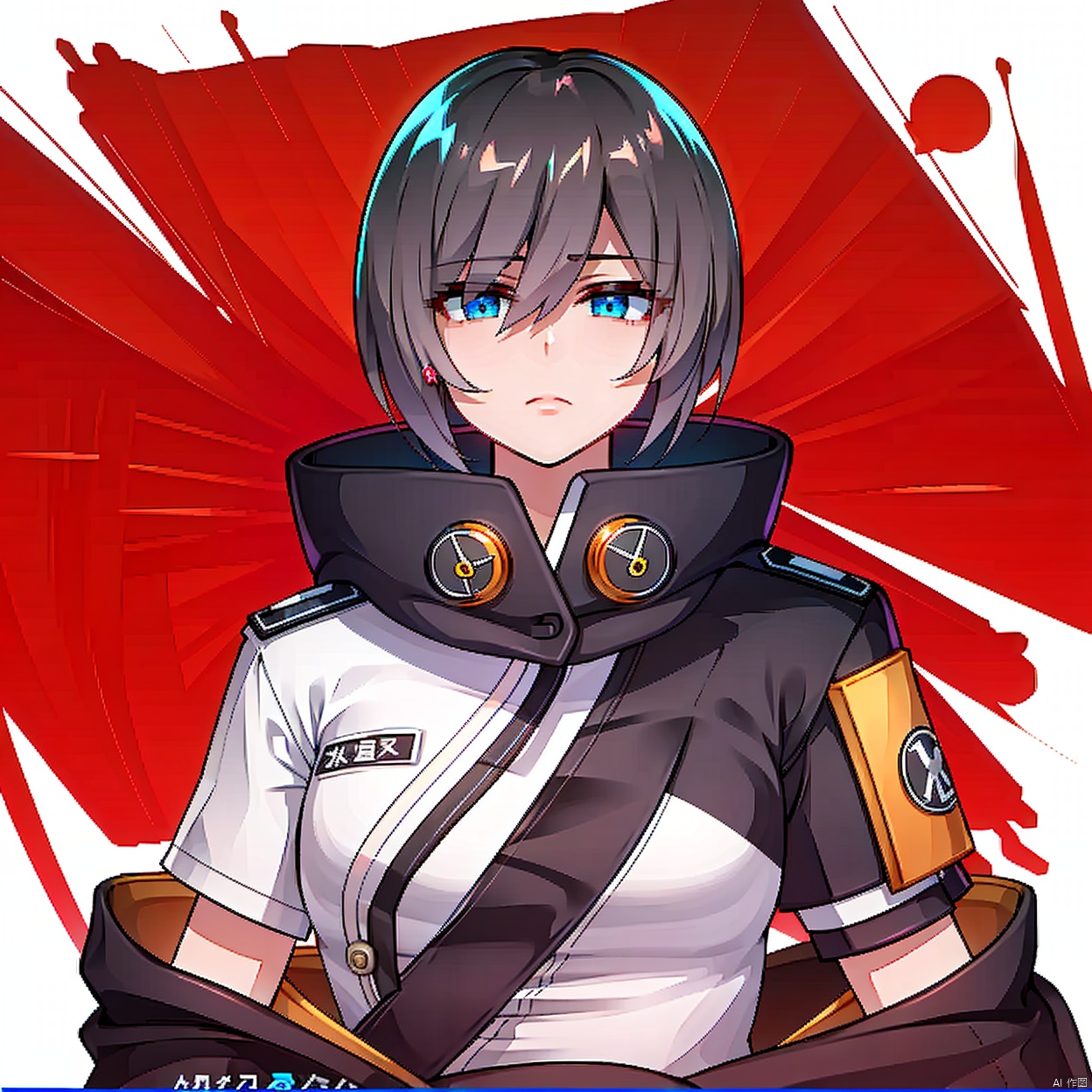  (masterpiece:1.3),(the best quality:1.2),(super fine illustrations:1.2),(Masterpiece),high quality,high detail,(white background:1.2),looking at viewer,(SOLO:1.4),outline,simple background, 1girl,scythe,orange theme,holding weapon