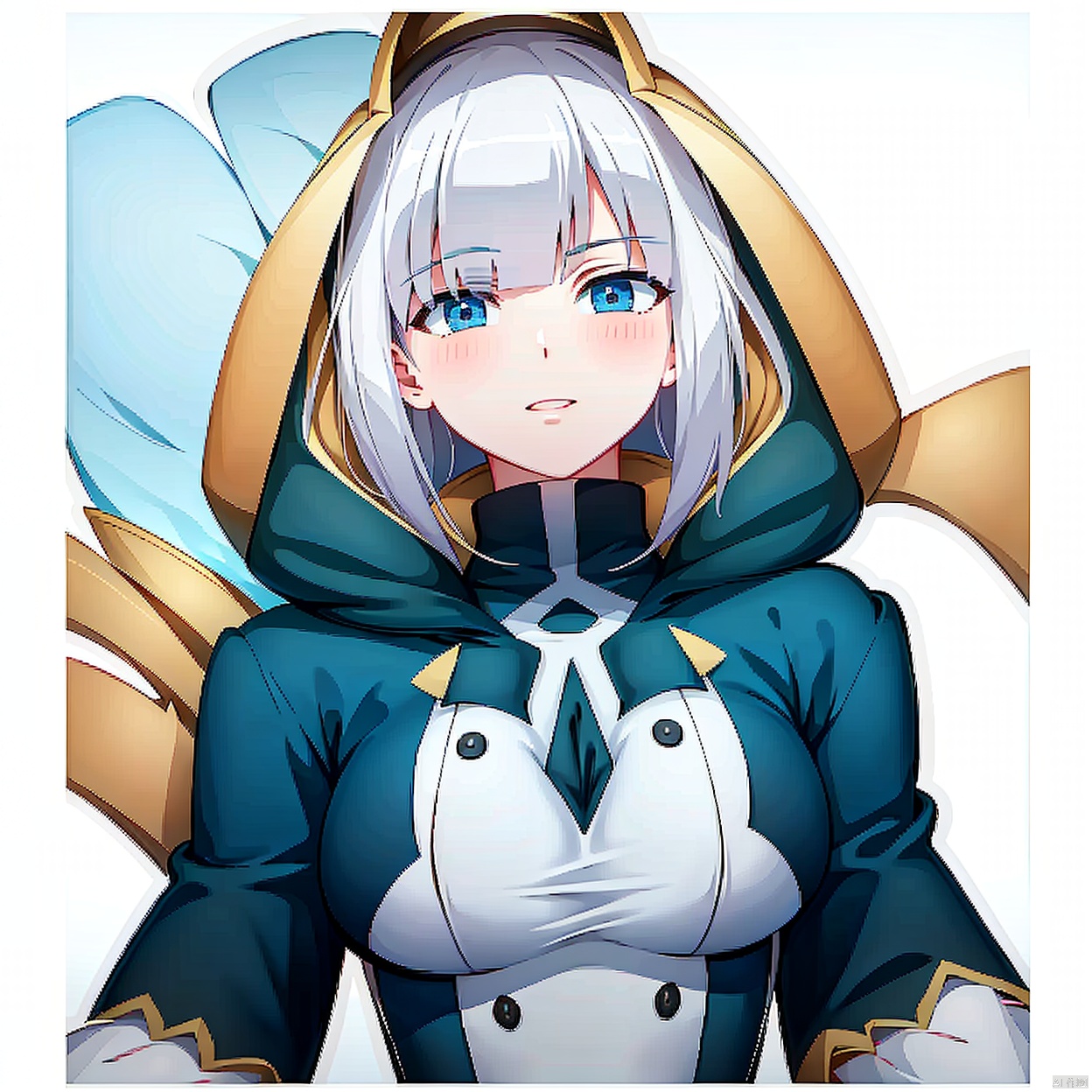  (masterpiece:1.3),(the best quality:1.2),(super fine illustrations:1.2),(Masterpiece),high quality,high detail,(white background:1.2),looking at viewer,(SOLO:1.4),outline,simple background, 1girl,thigh boots,hooded jacket,boots