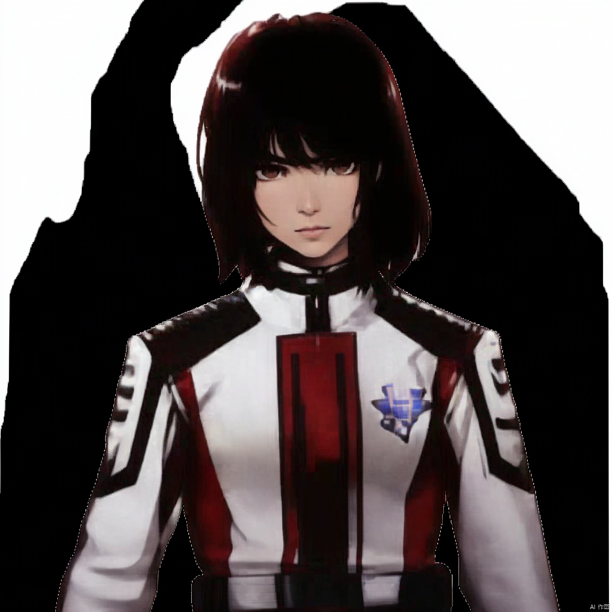 (white background:1.2),looking at viewer,(SOLO:1.4),outline,simple background,upper body, cowboy shot,looking at viewer,,outline,
(((arms at side))), 
collar, choker,belt,boots,emblem,military uniform,logo,pants,armor,uniform,bodysuit,choker,belt pouch, jacket, collar, helmet, gloves, fingerless gloves, belt, logo,, belt, 
