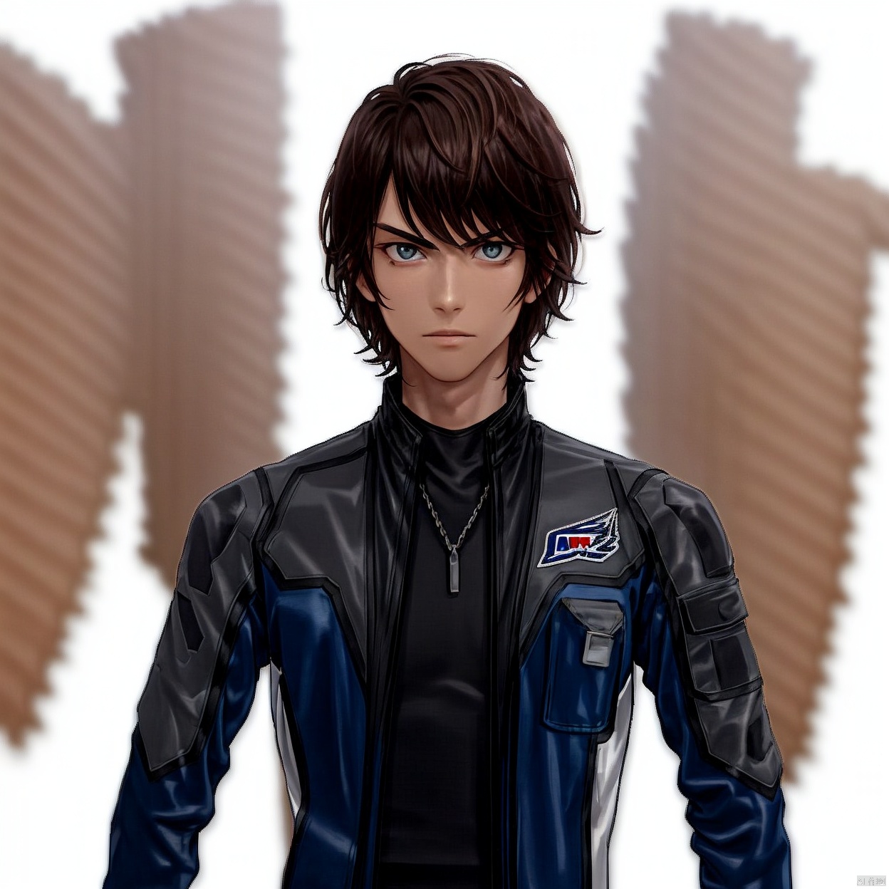 (white background:1.2),looking at viewer,(SOLO:1.4),outline,simple background,upper body, cowboy shot,looking at viewer,,outline,
(((arms at side))), 
collar, choker,belt,boots,emblem,military uniform,logo,pants,armor,uniform,bodysuit,choker,belt pouch, jacket, collar, helmet, gloves, fingerless gloves, belt, logo,1boy, belt, 
