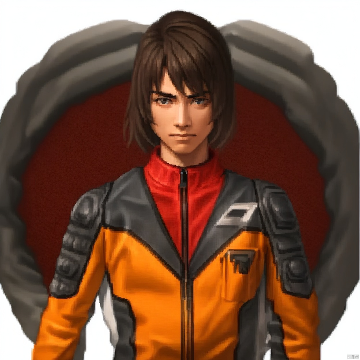 (white background:1.2),looking at viewer,(SOLO:1.4),outline,simple background,upper body, cowboy shot,looking at viewer,,outline,
(((arms at side))), 
collar, choker,belt,boots,emblem,military uniform,logo,pants,armor,uniform,bodysuit,choker,belt pouch, jacket, collar, helmet, gloves, fingerless gloves, belt, logo,, belt, 
