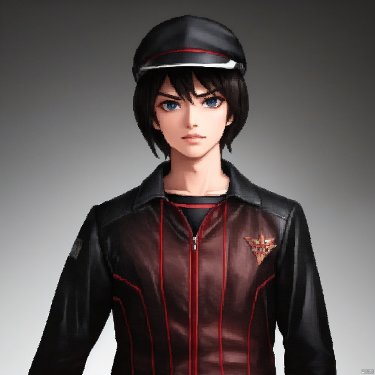 (white background:1.2),looking at viewer,(SOLO:1.4),outline,simple background,upper body, cowboy shot,looking at viewer,,outline,
(((arms at side))), 
collar, choker,belt,boots,emblem,military uniform,logo,pants,armor,uniform,bodysuit,choker,belt pouch, jacket, collar, helmet, gloves, fingerless gloves, belt, logo,, belt, 
