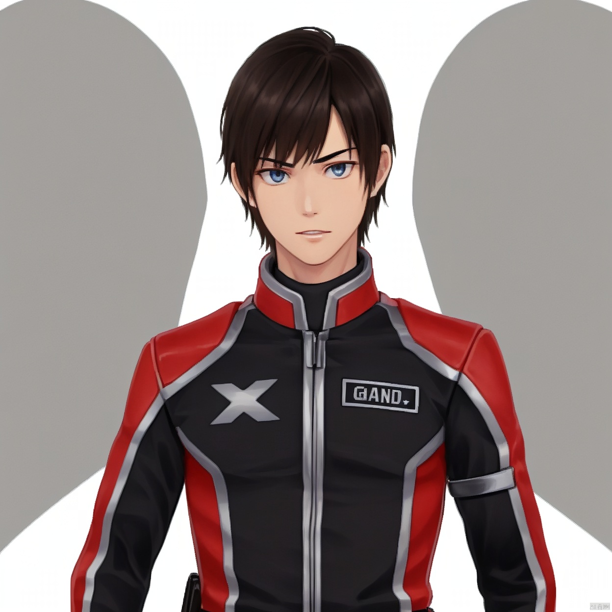 (white background:1.2),looking at viewer,(SOLO:1.4),outline,simple background,upper body, cowboy shot,looking at viewer,,outline,
(((arms at side))), 
collar, choker,belt,boots,emblem,military uniform,logo,pants,armor,uniform,bodysuit,choker,belt pouch, jacket, collar, helmet, gloves, fingerless gloves, belt, logo,1boy, belt, 
